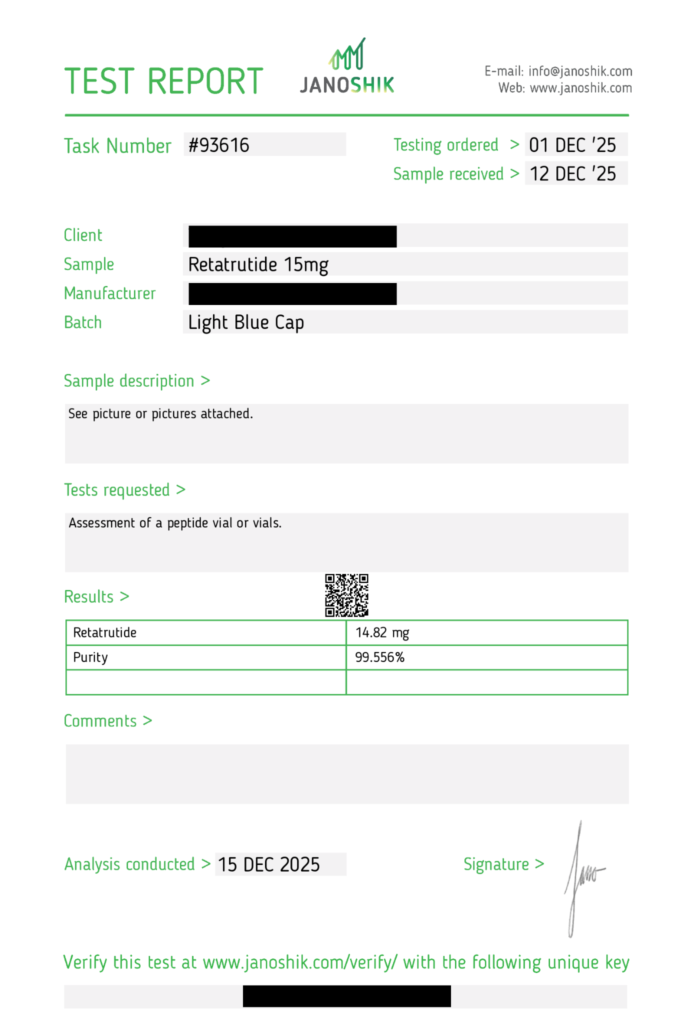 Retatrutide 15mg Certificate of Analysis (COA)